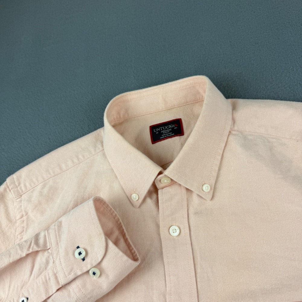 UNTUCKit Shirt Men's M Peach Picardan Oxford Slim Fit Long Sleeve OCBD Office